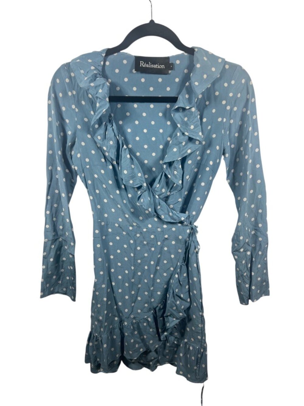 Realisation Par Dress Womens Small The Alexandra Silk Mini Wrap Dress Ruffles